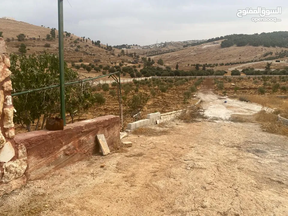 قفقفا 13 دنم منطقة مزارع وشاليهات وطبيعة خلابة مسيجة جدار حجر