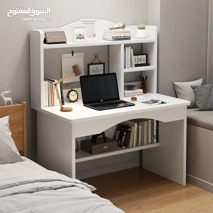 مكتب دراسي كامل متكامل مكتب مثالي مع سطح مكتب واسع خشب مقاوم للخدوش وسهل التنظيف والتركيب