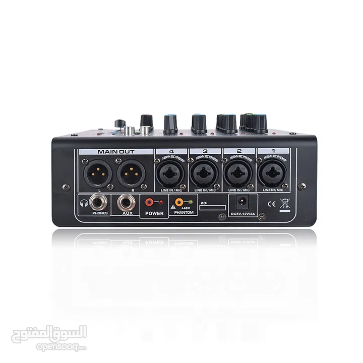 مكسر  مع كرت صوت  4 مخارج بدون بور Mini 4 Channel USB Audio Mixer