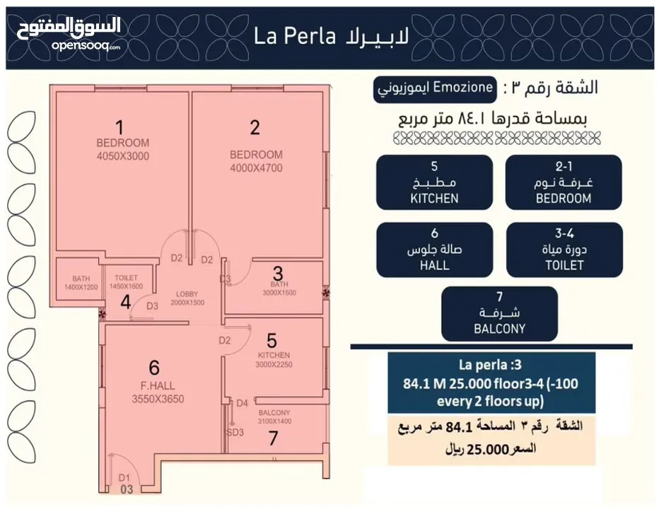 اخرررر شقة من نموذج 105م من مشروع لابيرلا المعبيلة الجنوبية اتصل بالفرقاني الان وقسط ل 5 سنوات