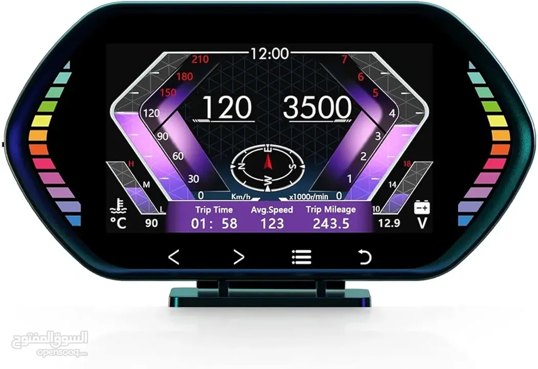 F12 OBD2 Gauge Display, Multi-Data Monitor, Head Up Display, Plug and Play HUD, Speedometer for Car