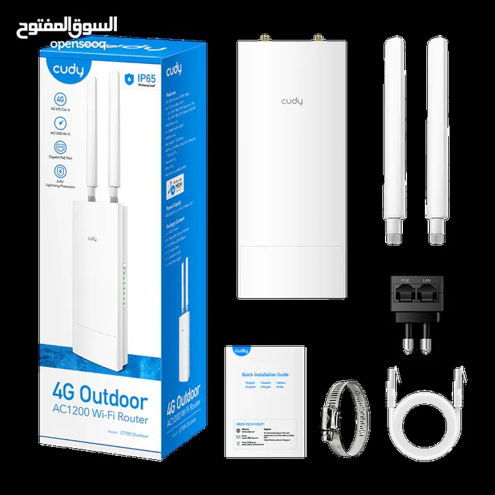 Indoor/Outdoor 4G Cat 6 AC1200 Wi-Fi Router LT700 Outdoor 1.0 راوتر كودي خارجي وداخل 1200 مع مدخل خط