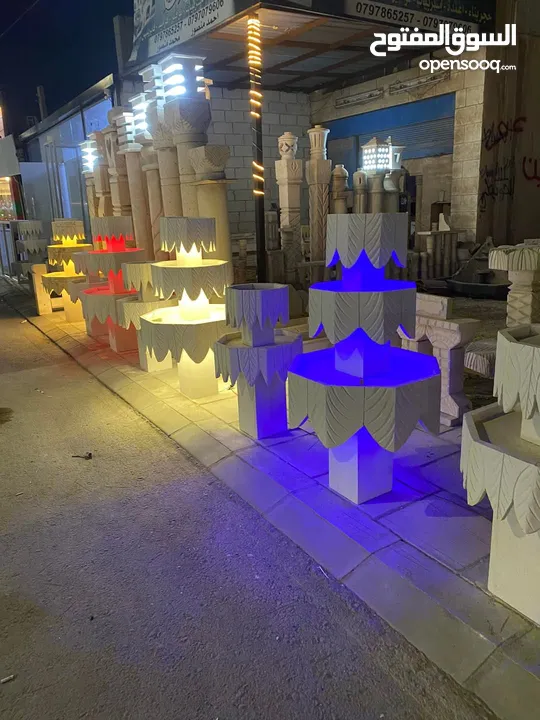 نوافير حجرية ابيض قطر 1متر البحرة  مع حوضين بالوسط مع الوصلات شامل التركيب والتشغيل
