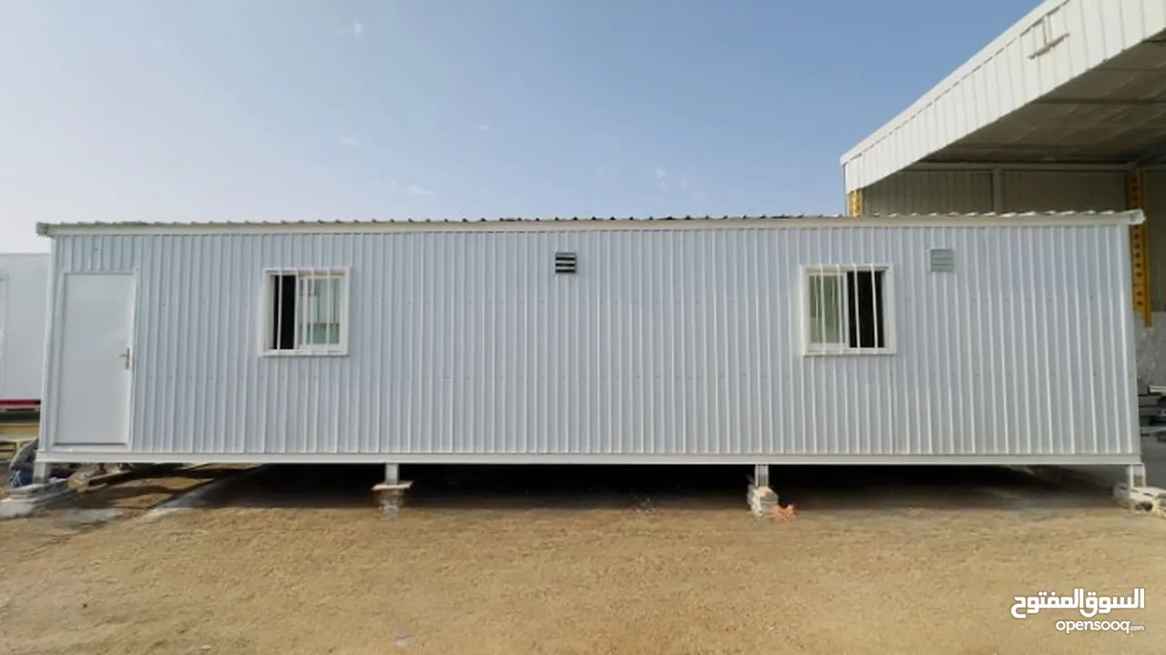 Office portacabins, portable toilet containers, storage containers, and shipping containers.