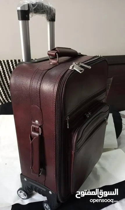 genuine leather Pakistani trolley bag