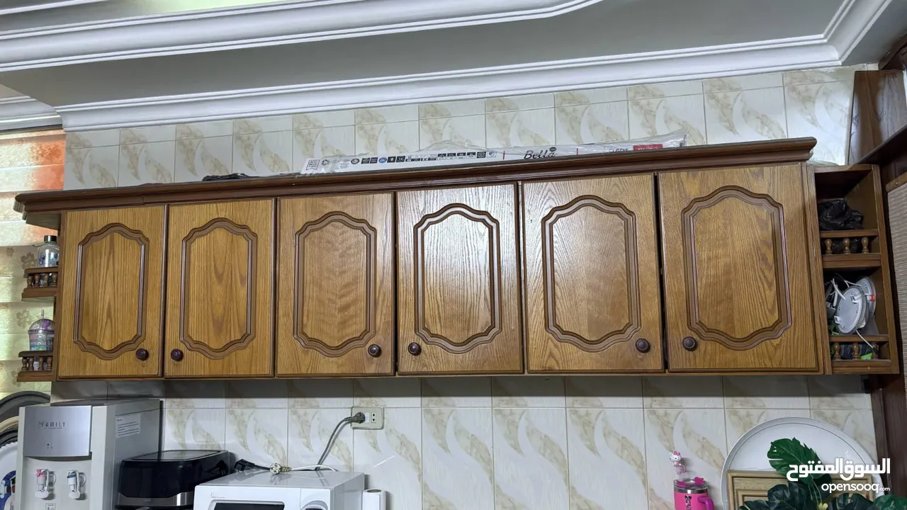 خزائن مطبخ خشب mdf مغطى بقشرة بلوط