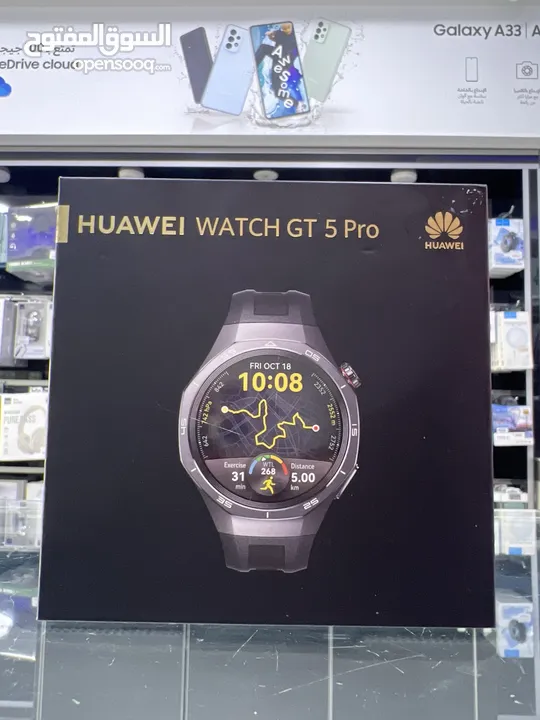 Huawei GT5 Pro (46mm) Gray ساعة هواوي  جي تي 5 برو جديدة مسكرة بالكرتونة اللون الاسود  كمية محدودة