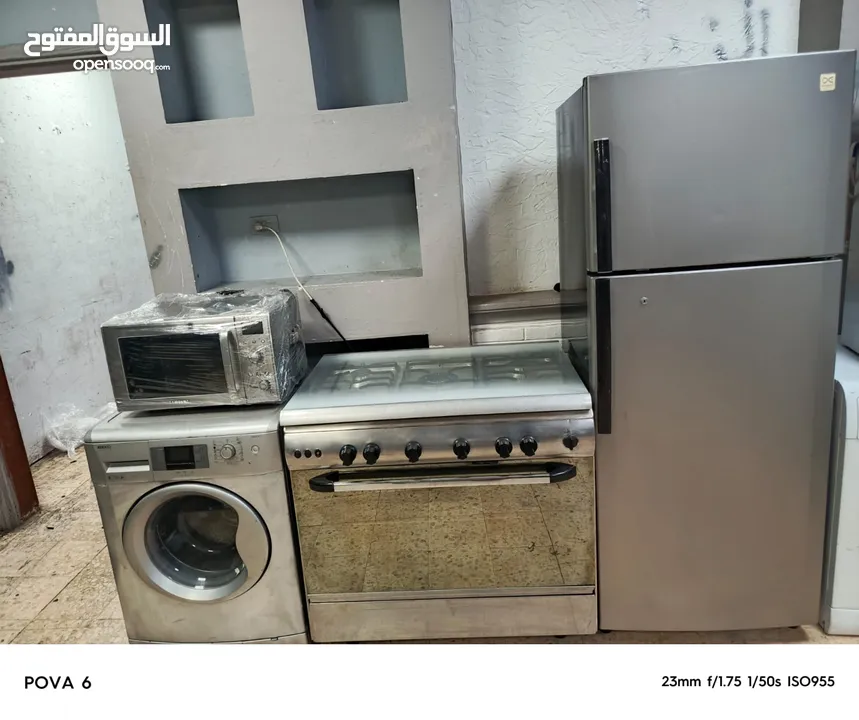 بكج كهرباءيات 4قطع ثلاجه نوع دايو 22قدم تبريد هوا فل اكسسوارات وغاز نوع فرش مصري قياس 90سم ستيل كامل