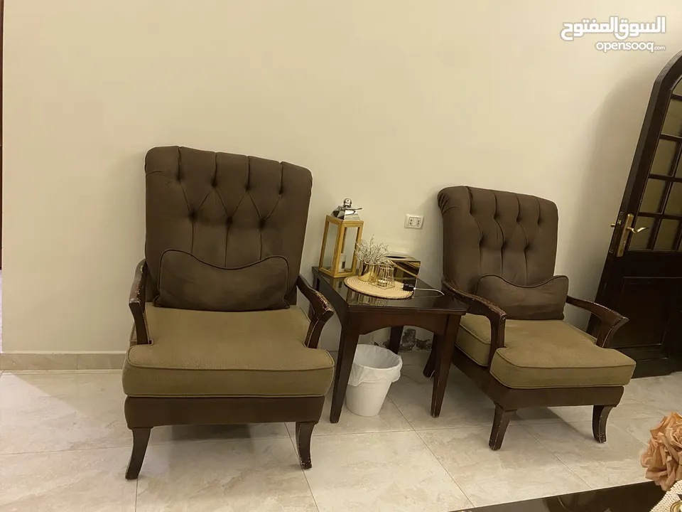طقم كنب + طاولات مستخدم بحالة جديد انيق
