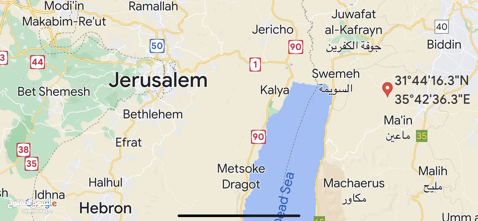 قطعة للبيع في الفيحاء مادبا مطلة على القدس وفلسطين
