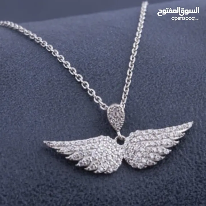 Women 925 Silver necklace angel wing with atomic diamonds and a 45 cm chain