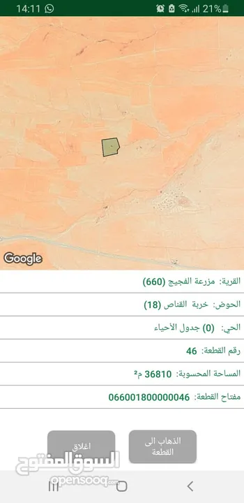 أرض للبيع في الشوبك قرب مشروع طاقة الرياح مساحة 36,8 دونم