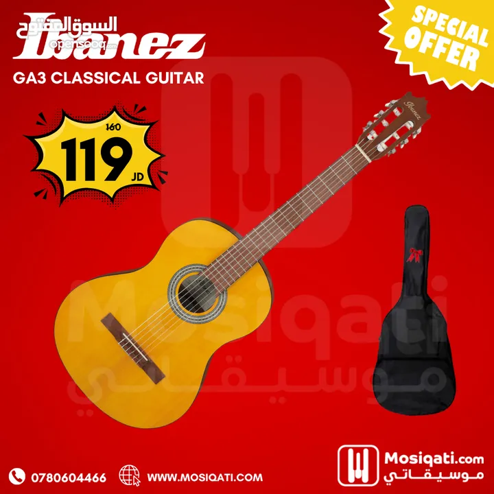 Ibanez GA3 Classical Guitar جيتار كلاسيك جديد مع شنطة