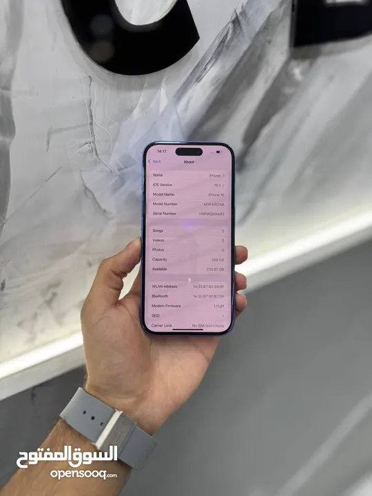 ايفون 16 256 جيجا بجميع الوانه المميزة اكتف فقط لا يعد انه مستخدم نسبة البطارية 100%