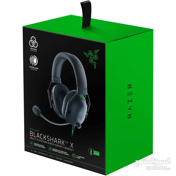 سماعة Razer BlackShark V2x اخف سماعة من شركة Razer سماعة قوية للجيمنج + سماعة سلكية + في مجال بالسعر