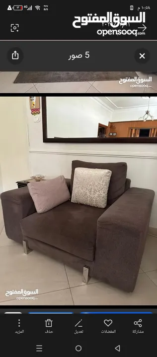 طقمين كنب ايطالي من محلات ميزو 6مقاعد ثلاثيه وثنائيه ومفردة واحده وكنب امريكي ثلاثيه وثنائيه للبيع