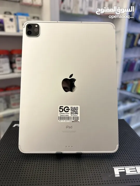 ‏IPad Pro 11 M1 128GB 100% Wifi+ sim ‏‎ايباد برو 11 ذاكرة 128 جيجا بطاريه 100 مشحون 70 مره بخط