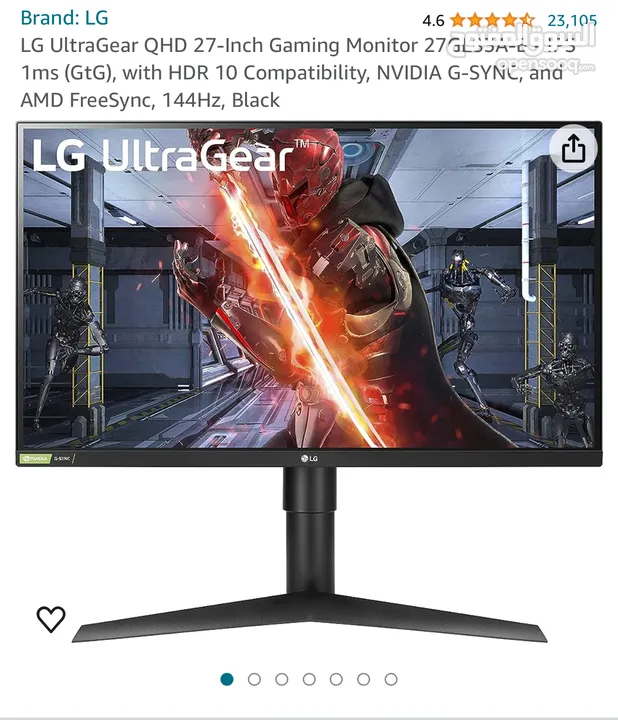 LG 2K 144hz مستعمل نضيف