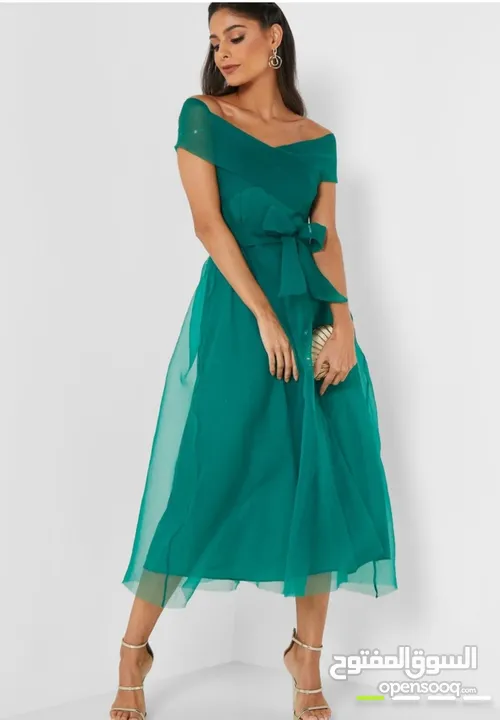 Ella limited edition  off shoulder, sweetheart dress فستان سهرة أخضر