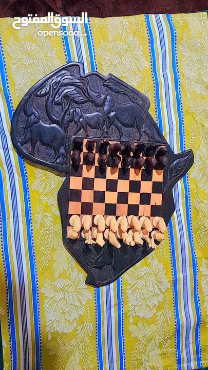 شطرنج خشب نحت يدوي افريقي نوادر