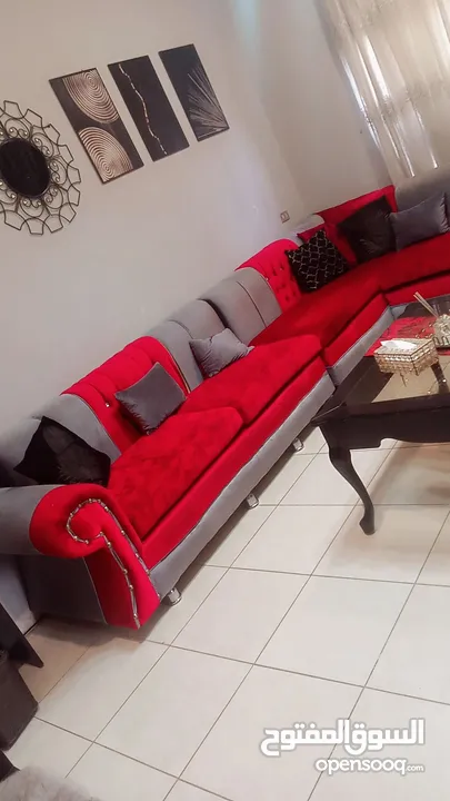 طقم ونص كنب تفصيل قماش تركي خشب سويد