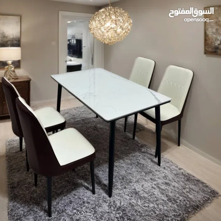 طقم طاولة حجر جرانيت فاخرة مع 4 كراسي طقم طاولة حجر جرانيت فاخرة مع 6 كراسي  لمسة فاخرة تعكس ذوقك
