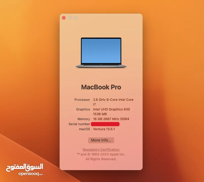 Macbook Pro 16" 2019 i7, 16GB RAM, 512GB