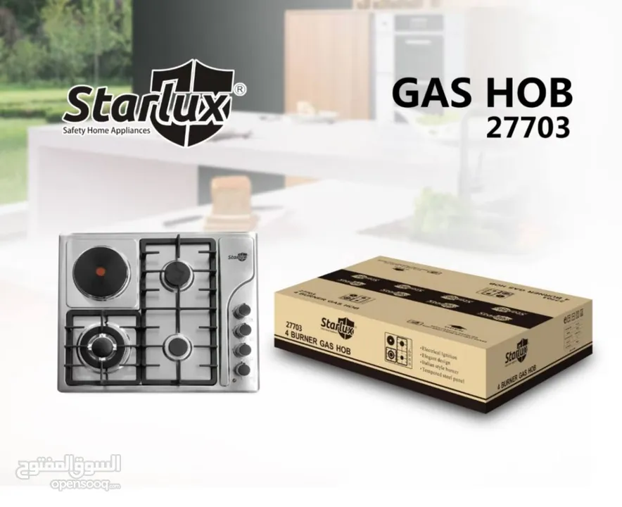 طباخ غاز وكهربا StarLux لون اسودطباخ غاز وكهربا StarLux لون سلفر .