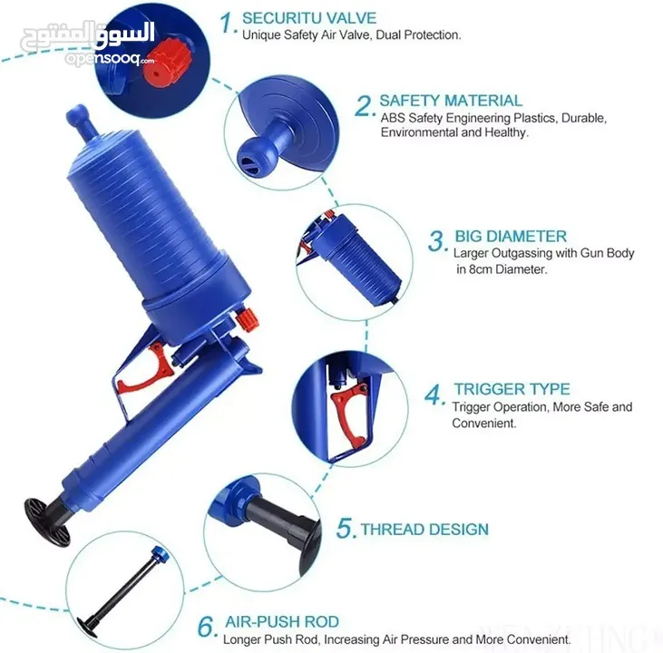 جهاز قاذف ضغط هواء قوي  لفتح انسداد المجاري الصحيه