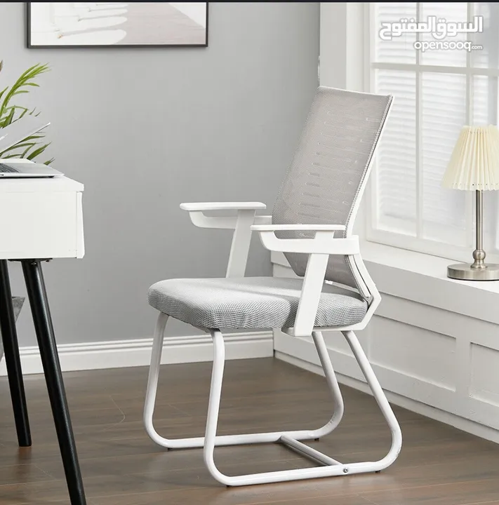 كرسي انتظار كرسي ثابت كرسي ابيض استقبال كرسي زائرين كرسي شبك مريح ثابت Full white waiting Chair