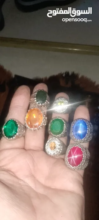 خواتم فضة أصليه مرصعة بأحجار كريمه اصليه