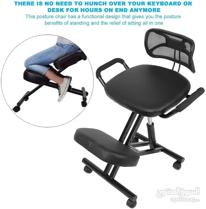 كرسي ركبة وسيتم ترخيصة الى 15000 ال قابل للتعديل لتقويم العظام ودعم الظهر مع 4 عجلات جديد بدون كرتون