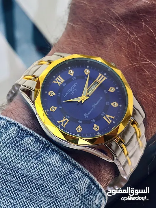 GOLDEN BLUE NOODLE DIAL QUARTZ WATCH