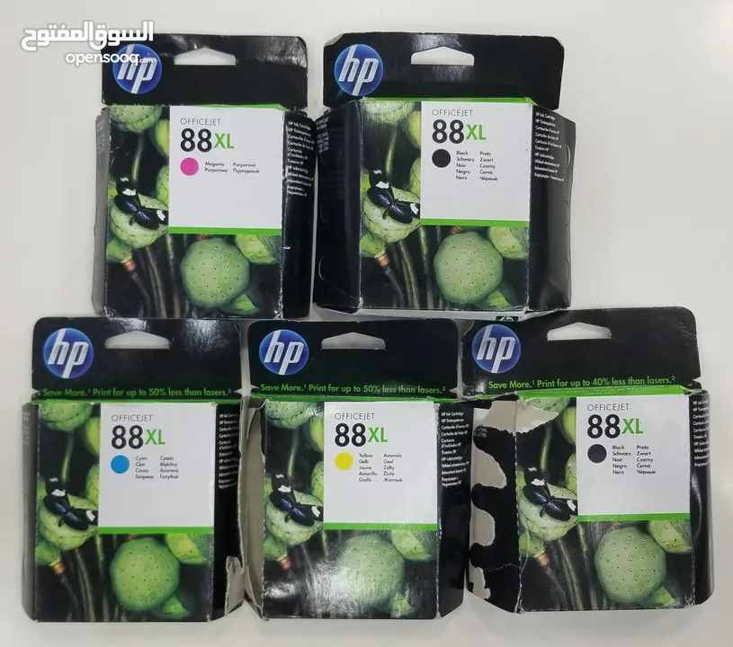 5 علب حبر hp 88xl جديدة كلهن 100 شيقل