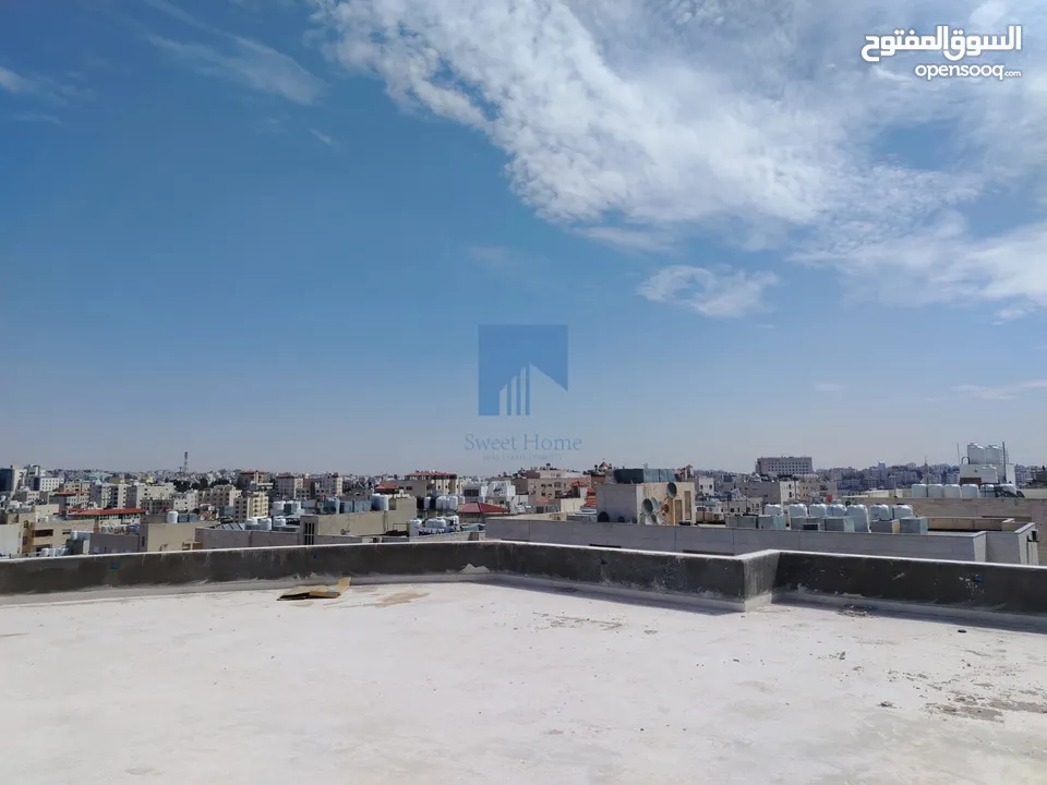 شقة  فاخرة للبيع في خلدا قرب إشارة الدر المنثور طابق ثالث 190م مع روف 180م دوبلكس تشطيب سوبر ديلوكس