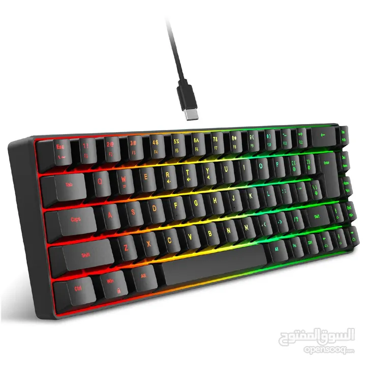كيبورد ميكانيكي سلكي R8 - 1037 PRO MINI USB TO TYPE C WIRED KEYBOARD BLUE SWITCH 60%