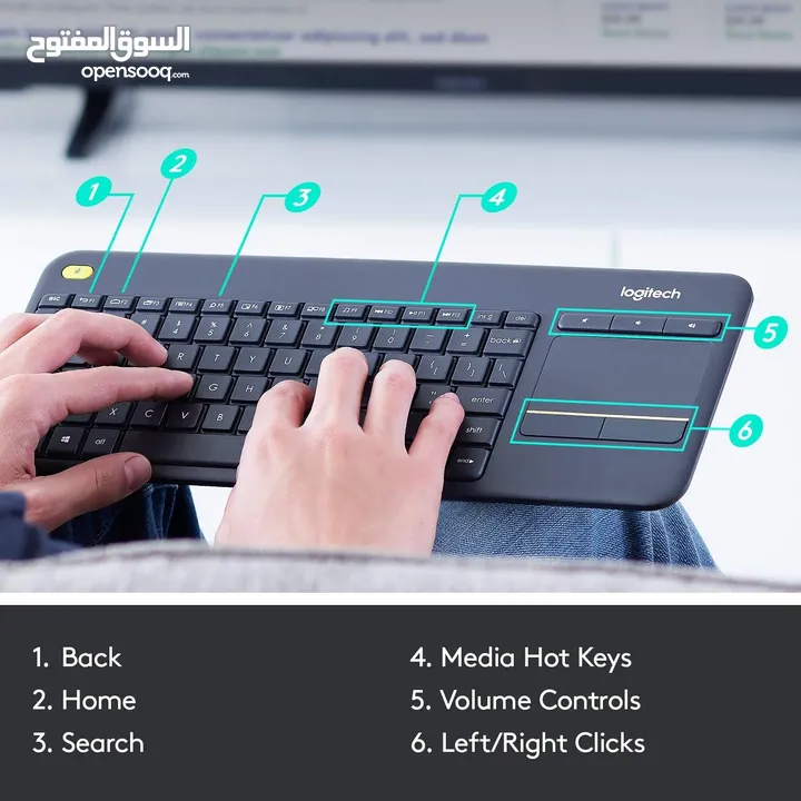 ماوس + كيبورد وايرليس لاسلكي مكتبي معرب من شركة لوجيتيك أصلي LOGITECH MEDIA K400 PLUS