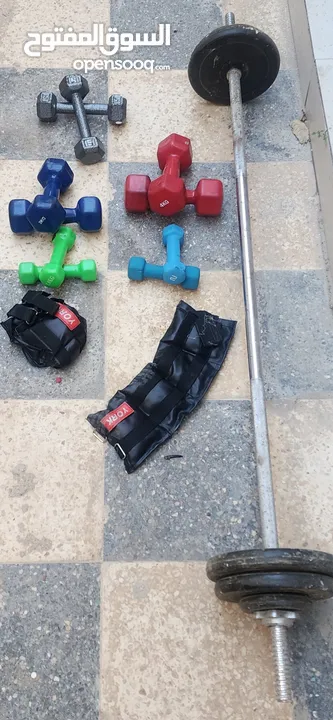 أثقال أوزان مختلفة + جهاز معدة