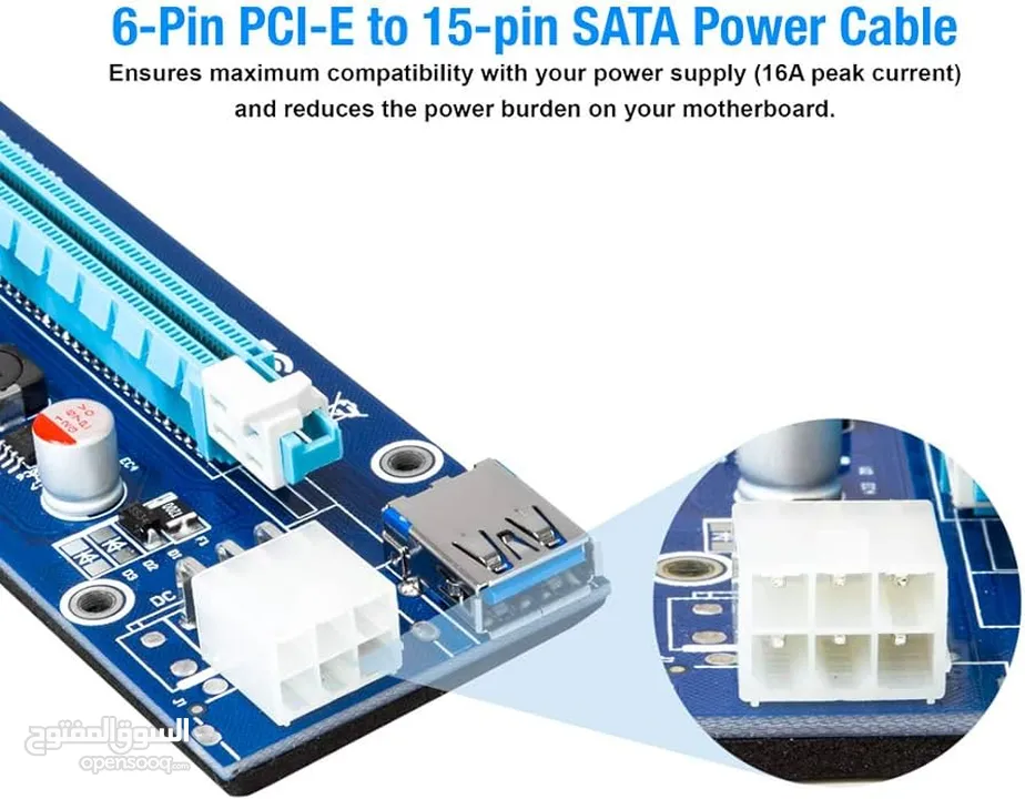 Pcie riser لشبك كرت الشاشة خارج المذربورد للتعدين  او لغايات اخرى