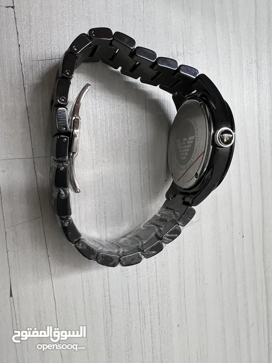 EMPORIO ARMANI BLACK STEEL CERAMICA WITH CRYSTALS AR 142 اصلية 100% جديدة ولا خدش