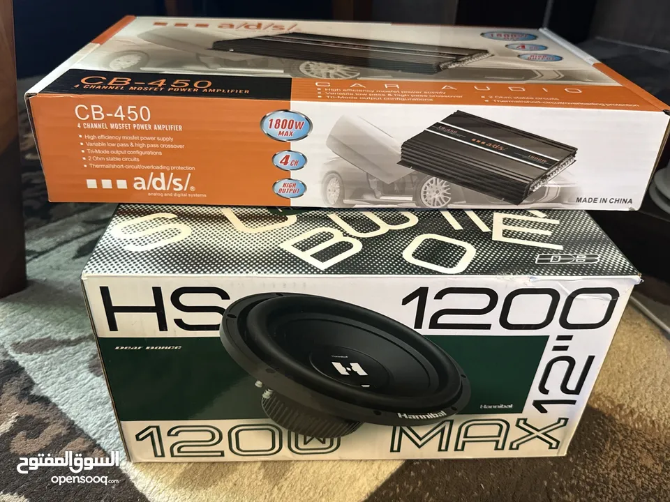 صب هنبيال 1200w مع صندوق وجهاز ads 1800w وسماعتين الترا سونيك وحدة 150w + 50w السماعات من طراز neo