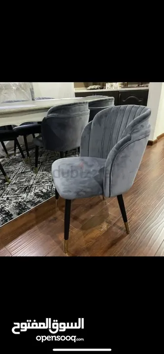 Dining table with 6 velvet chairs for sale