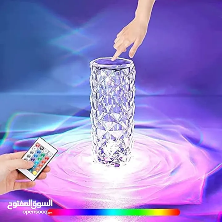 Crystal Rose Diamond Touch Lamp LED RGB 16 Colors USB Charging with Remote Table Lamp اضائة زينة