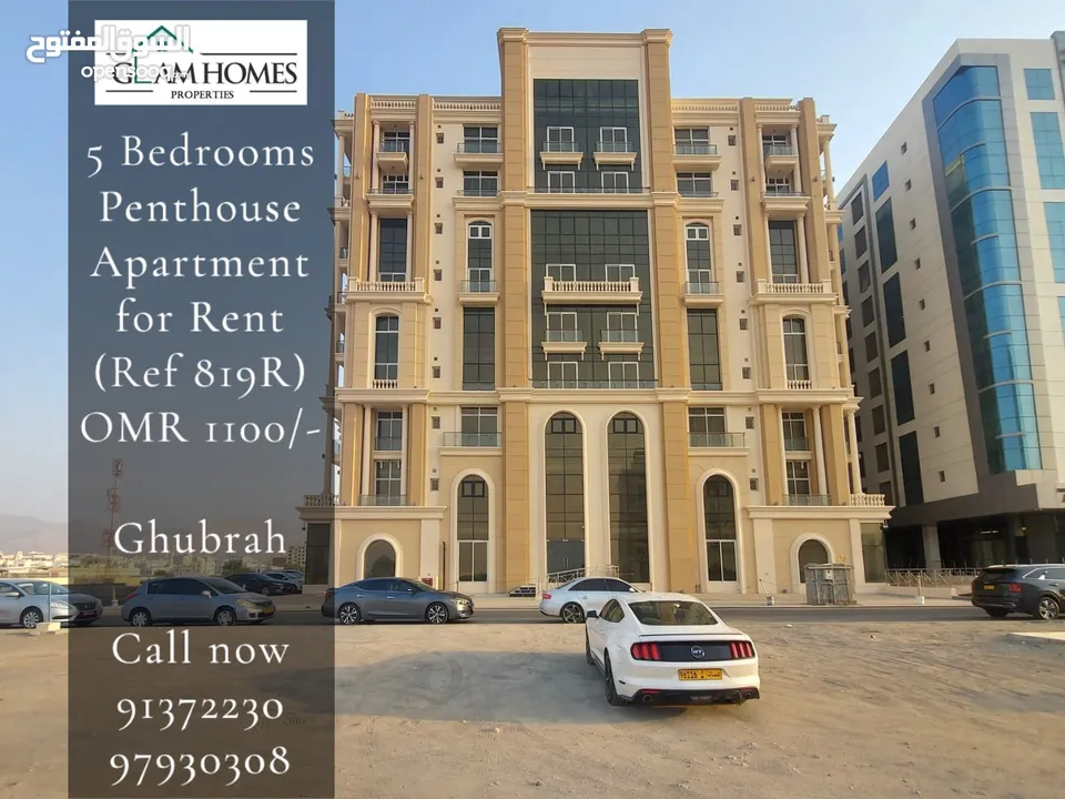 5 Bedrooms Penthouse Apartment for Rent in Ghubrah REF:819R