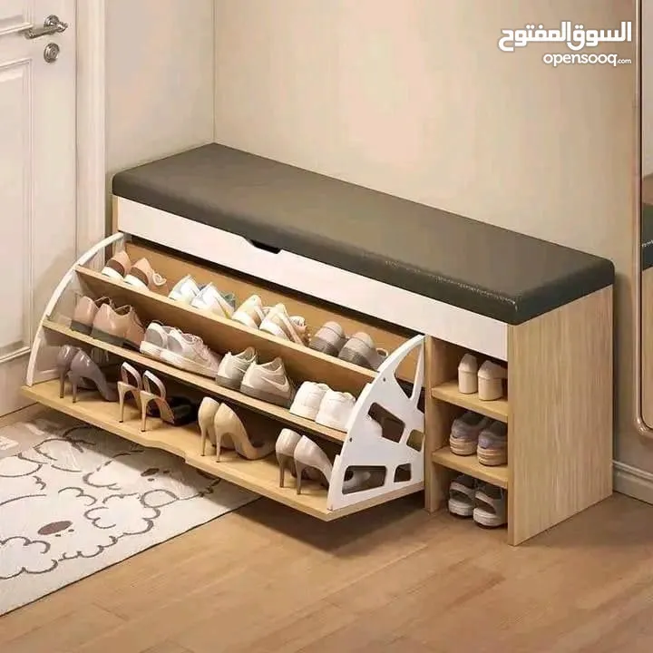 حل أنيق لترتيب مدخل بيتك   خزانة أحذية مع مقعد مريح – قطعة عملية وعصرية بقطعة واحدة رف قلاب