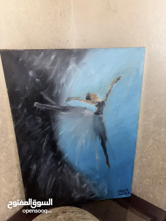 لوحة راقصة بالي  حين ترقص الروح بين العتمة والنور  When the Soul Dances Between Darkness and Light”