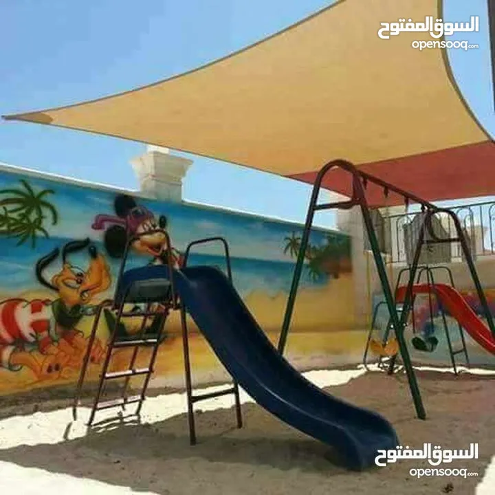 جميع العاب الحدائق والمتنزهات والحضانات من مراجيح وسحاسيل وكراسي بحر واطقم تارتان