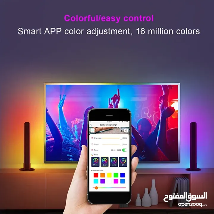 LED غرفة نوم الموسيقى اللاسلكية مصباح لتهيئة الجو OEM الكمبيوتر سطح المكتب RGB الملونة إيقاع APP الت