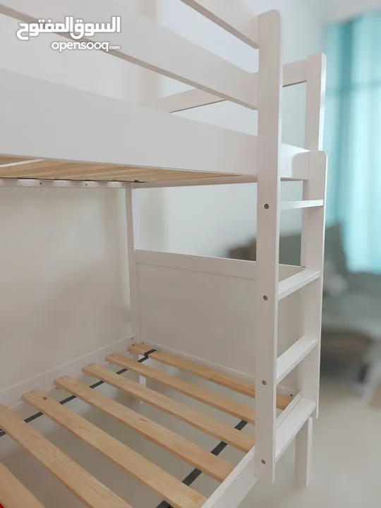 bunk bed made of natural hard wood  تخت طابقين خشب زان بالكامل