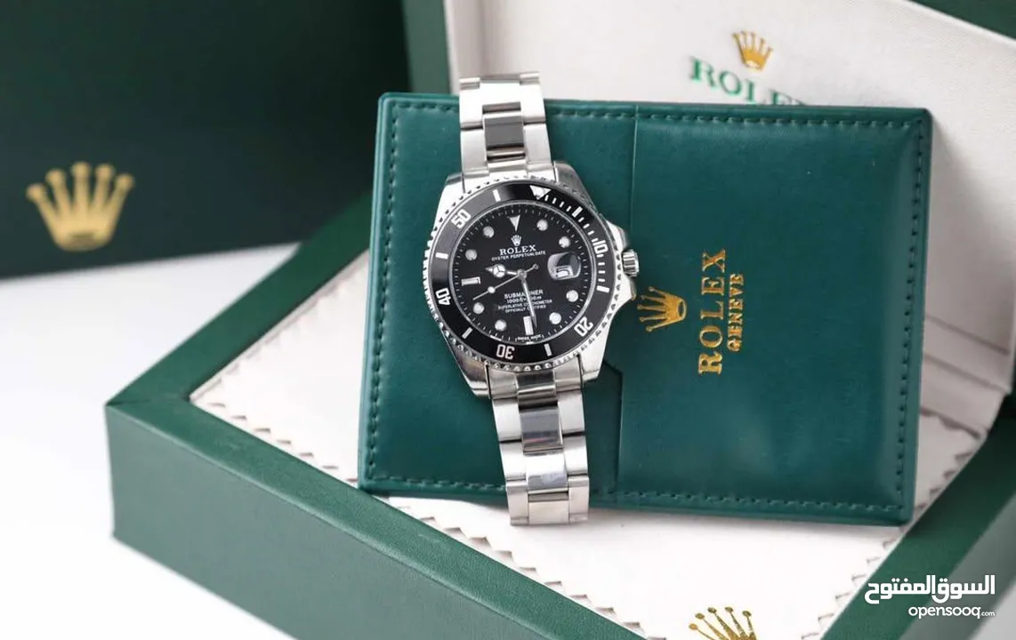 ساعات Rolex ستيل + جلد مع بكج رولكس لساعة وبطاقة كفالة لمدة سنة كاملة من تاريخ الاستلام  تواصل واتس